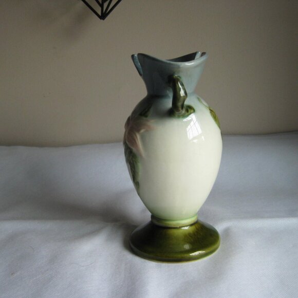 Vintage Hull Double Handle Woodland Green & Pink Vase 7" - Picture 7 of 10